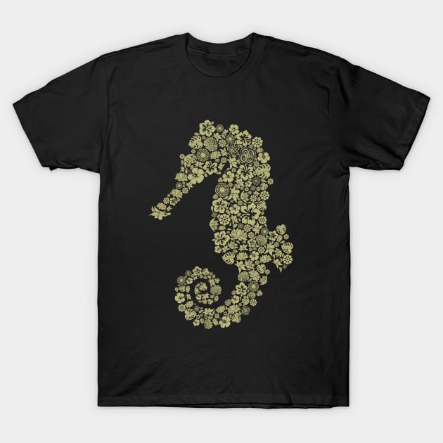 Sea horse flower illustration T-Shirt by Mako Design 